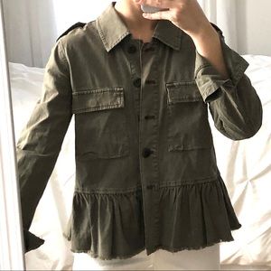 Lucky Brand Green Jacket w Ruffle